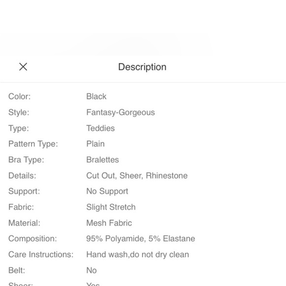 BLACK MESH RHINESTONE BODYSTOCKING BODYSUIT ROMPER LINGERIE - Picture 7 of 7